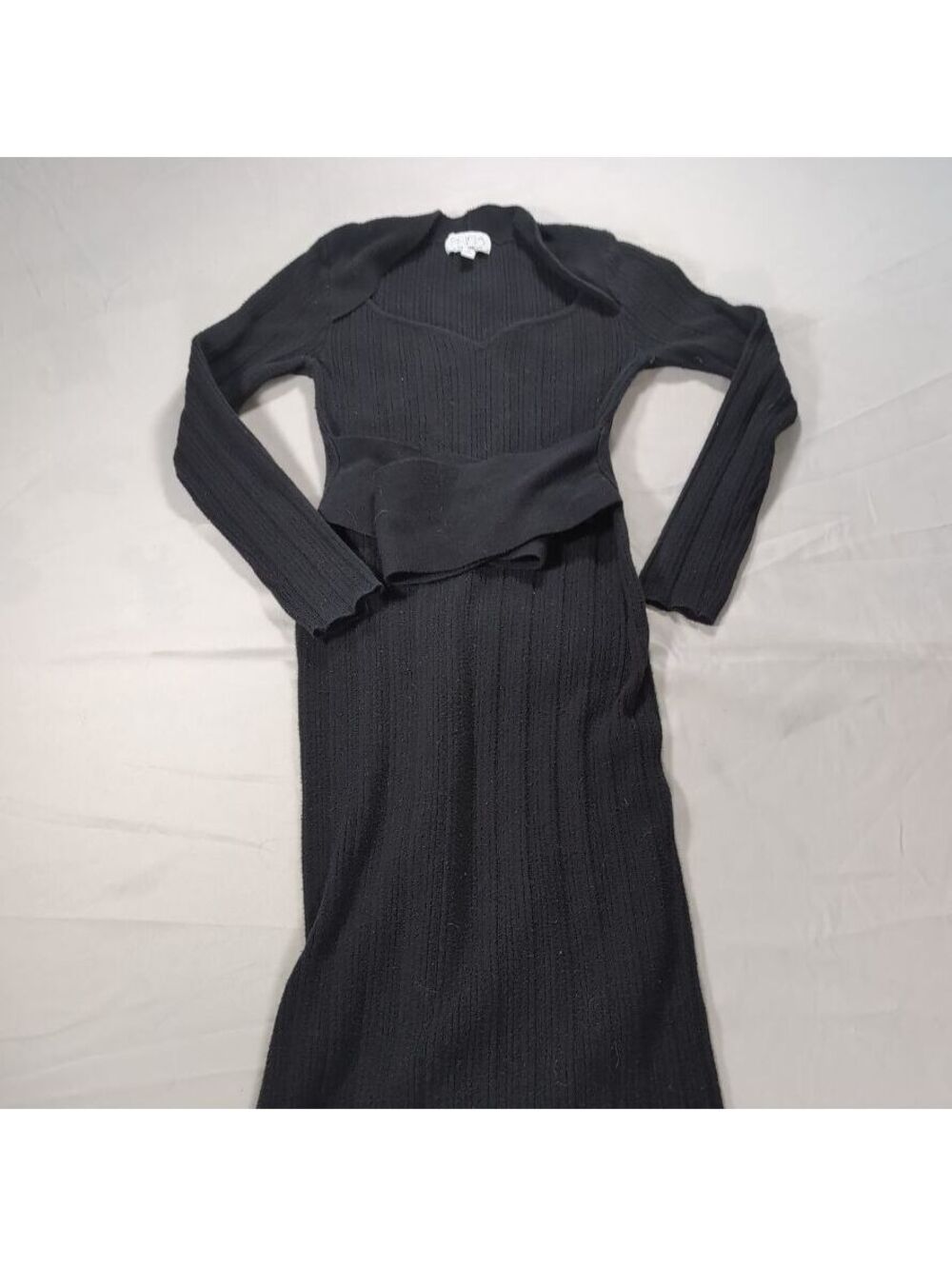 Sofia Jeans by Sofia Vergara Black Ribbed Long Sleeve Midi Dress Size S